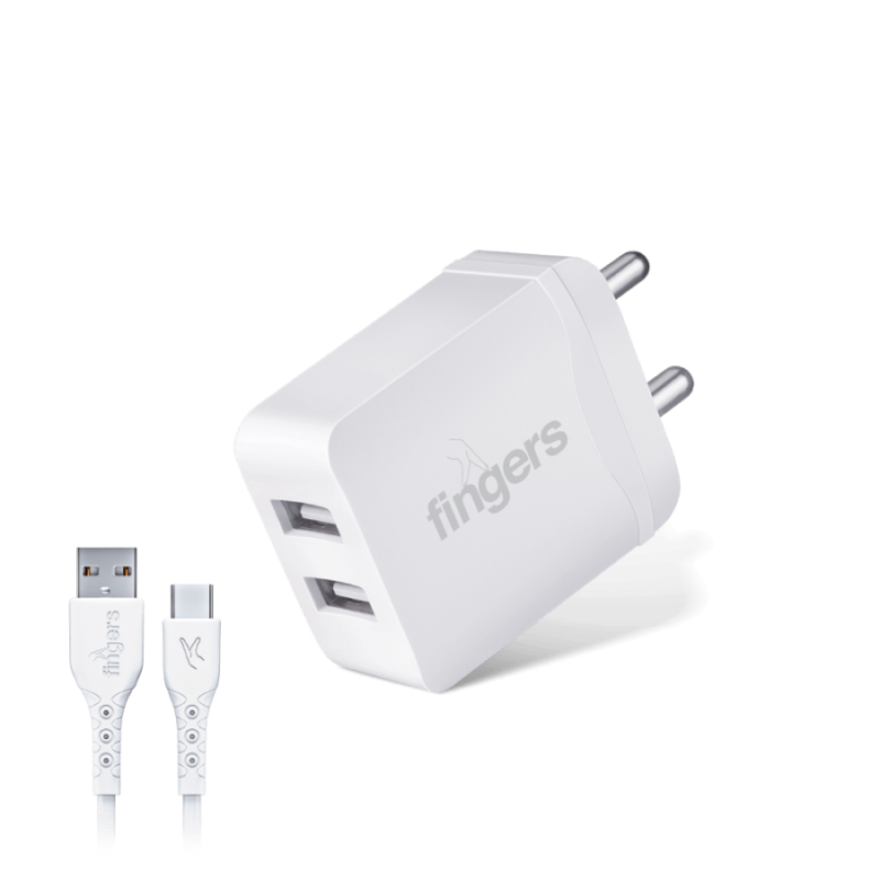 FINGERS PA-DualUSB (with Type-C Cable) Power Adapter