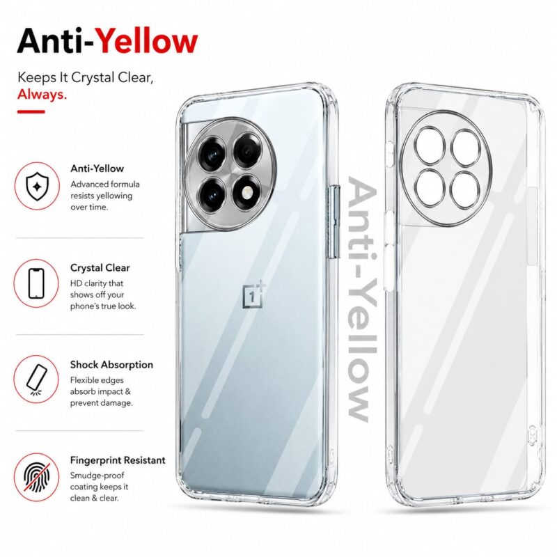 OnePlus 13 Anti-Yellow Transparent Case: Soft TPU