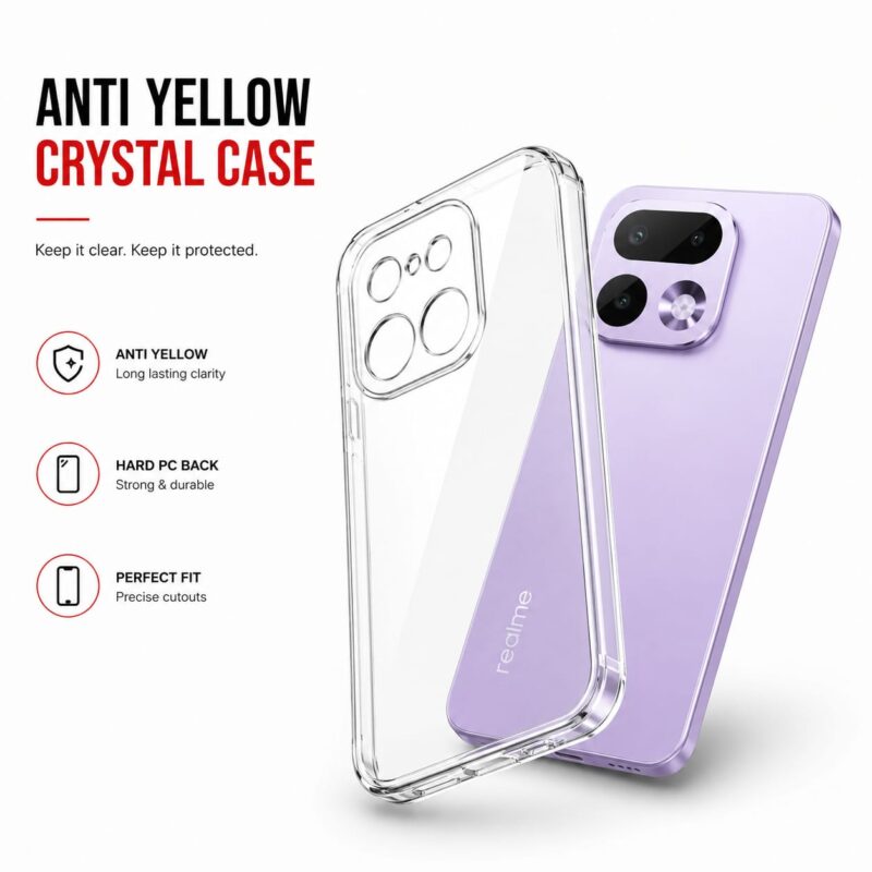 Realme 12 Pro+ 5G Anti-Yellow Transparent Case: Soft TPU