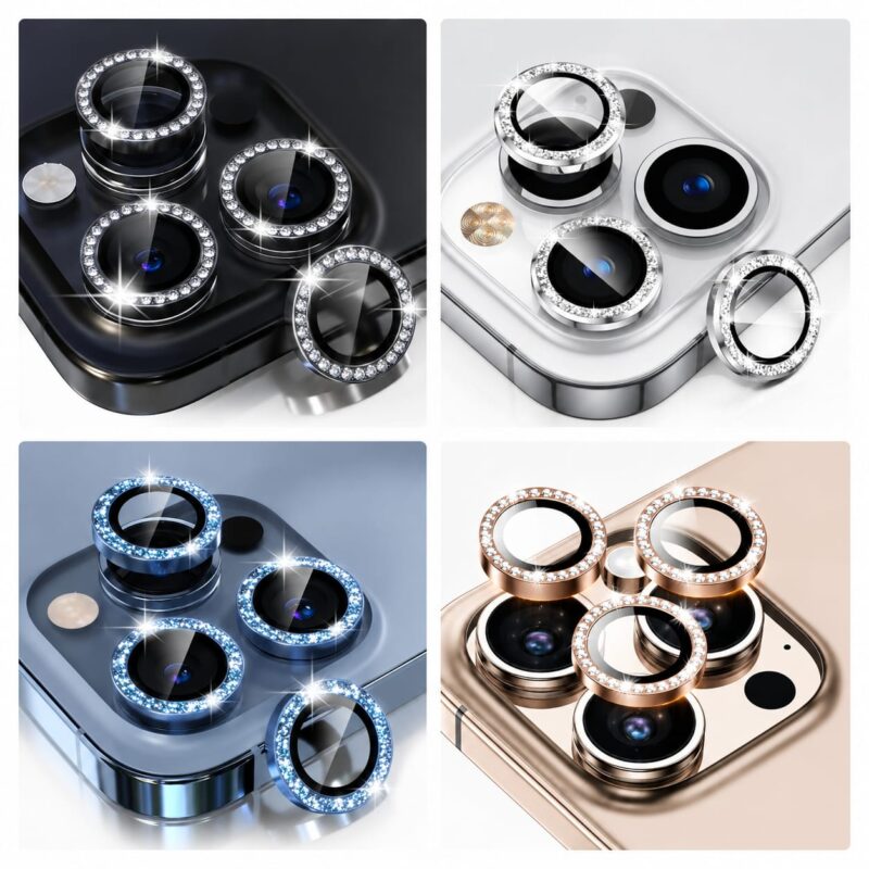 iPhone 14 Pro Max Gold Diamond | 9H Hardness: Camera Metal Ring