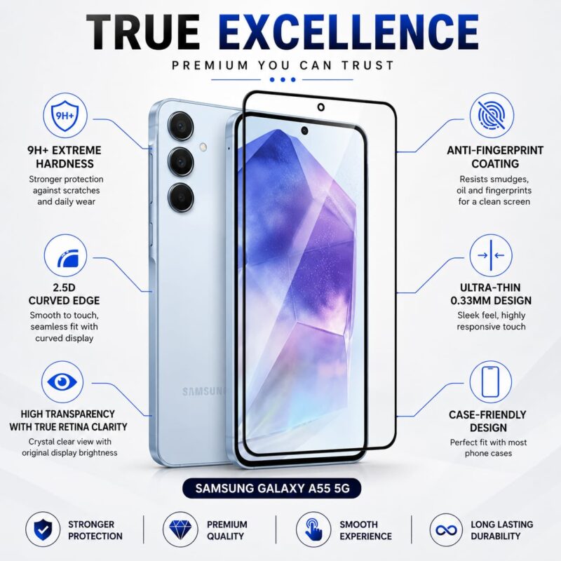 Galaxy M54 5G Military-Grade Gorilla Tempered Glass | Superior Hardness, Edge-to-Edge, Bubble-Free Adhesive