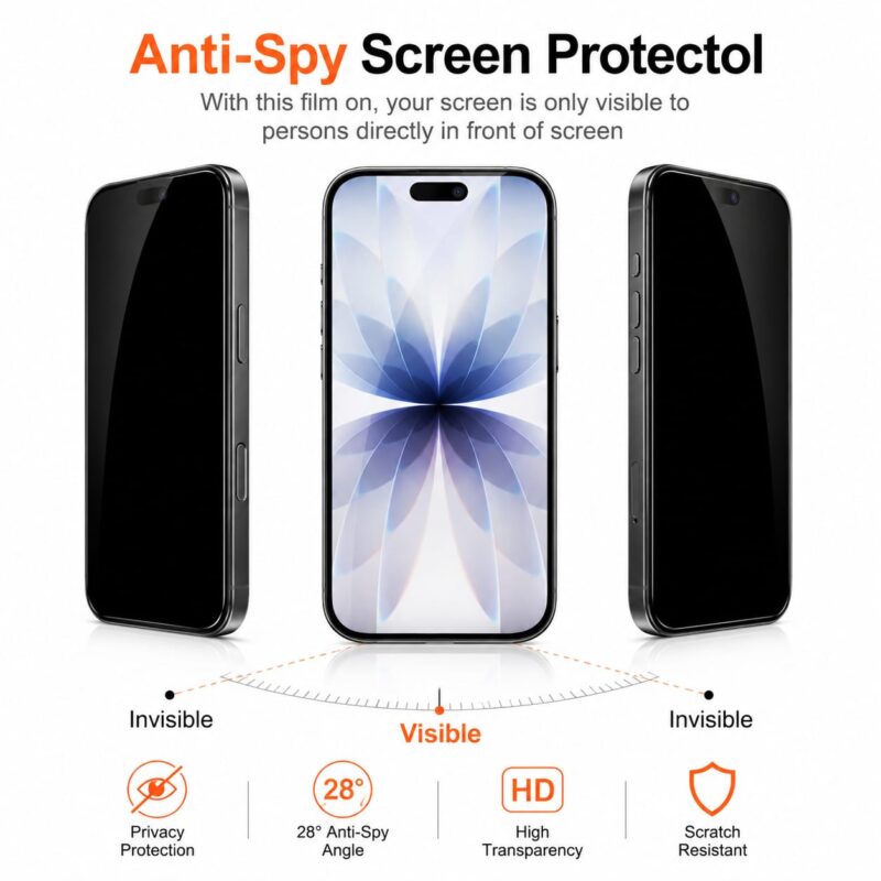 iPhone 12 Privacy Screen Glass: Superior Hardness, Anti-Spy Protection, HD Quality