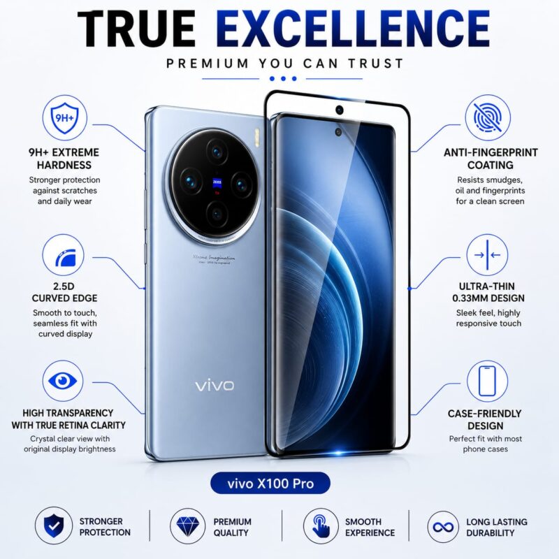 Vivo X60 Pro Military-Grade Gorilla Tempered Glass | Superior Hardness, Edge-to-Edge, Bubble-Free Adhesive