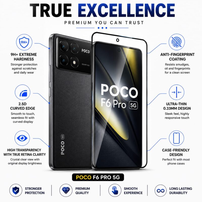 POCO F7 Ultra Military-Grade Gorilla Tempered Glass | Superior Hardness, Edge-to-Edge, Bubble-Free Adhesive