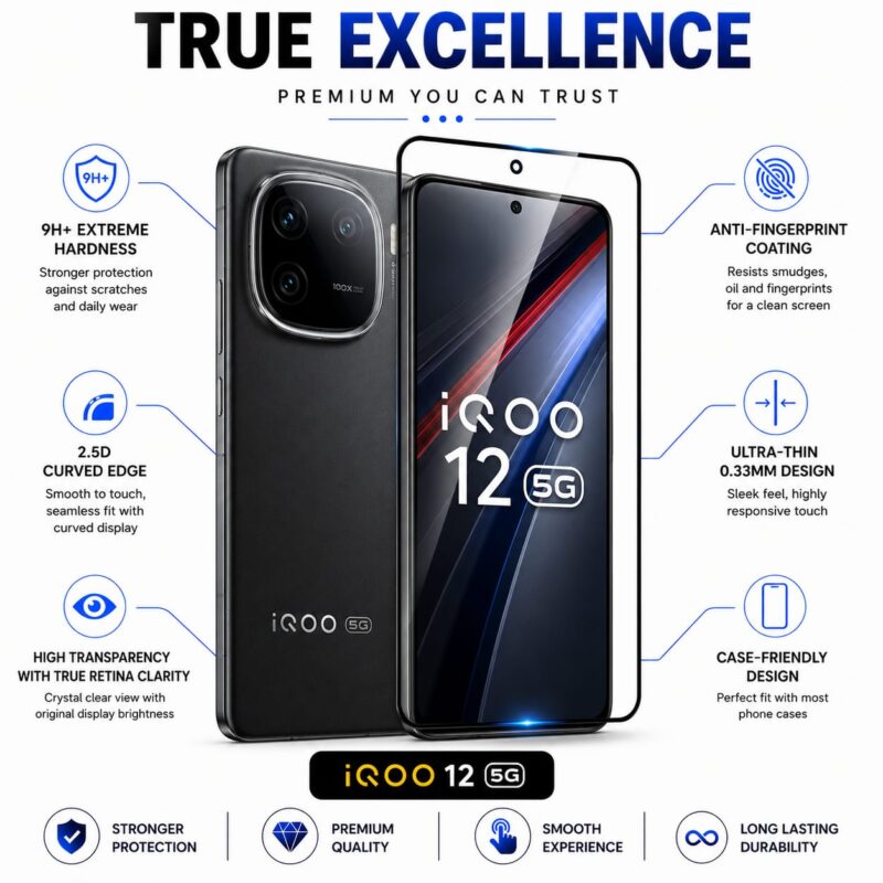 iQOO Z10 Military-Grade Gorilla Tempered Glass | Superior Hardness, Edge-to-Edge, Bubble-Free Adhesive
