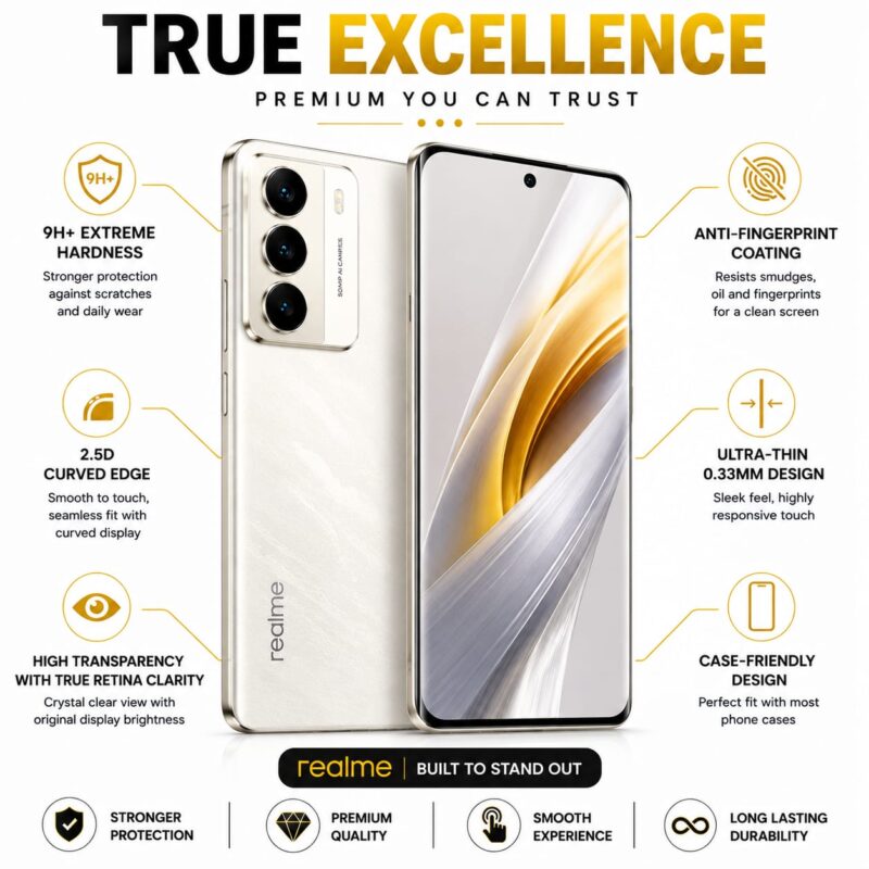 Realme 5 Military-Grade Gorilla Tempered Glass | Superior Hardness, Edge-to-Edge, Bubble-Free Adhesive